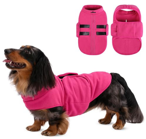 Queenmore Hundepullover Fleece Warm Hundemantel Winter, Hundejacke Hundeweste Kleine Hund, Wintermantel Hunddackel, Chihuahua, Bulldog, Greyhound, Rosa, M