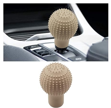 JNNJ Universal Schaltknauf Abdeckung, Kratzfest DehnbarSchaltknauf, Runden Schaltknauf Cover Weiches Silikon Auto Schaltknauf Abdeckung, Kratzfest Dehnbar(Beige)