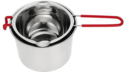 BESTonZON 1 Set Pot Double Boiler Steamer Chocolate Melt Pan Butter Melt Pan Fondue Cheese Milk Double Boiler Pan Camping Cookware Candle Making Kit Chess High Capacity Stainless Steel
