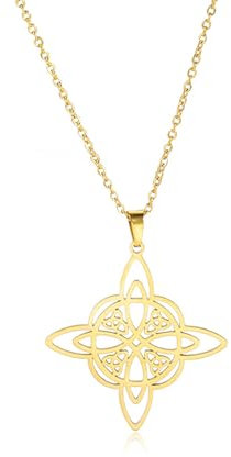 EUEAVAN Hexenknoten Halskette für Frauen Mädchen Irischer Keltischer Knoten Trinity Pentagramm Ankh Kreuz Triquetra Trinity Knoten Wikinger Halskette Amulett Wiccan Schmuck Geschenk (Triquetra gold)
