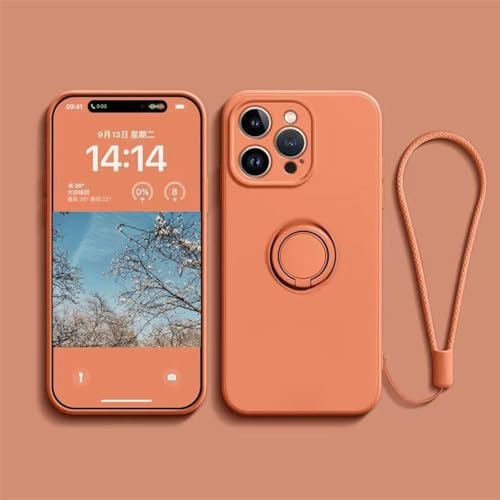 Ykerey Case for iPhone 13 Pro Cover with 360 Degree Ring Holder Metal Finger Ring Holder Magnet Car Holder Soft Silicone Shockproof Cover for iPhone 13 Pro, Orange