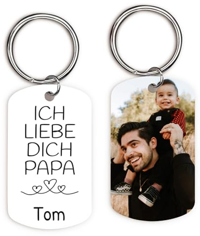 Love Faith Mein Papa Schlüsselanhänger mit Foto-Druck - Personalisiertes Fotogeschenk - Geschenk für Väter