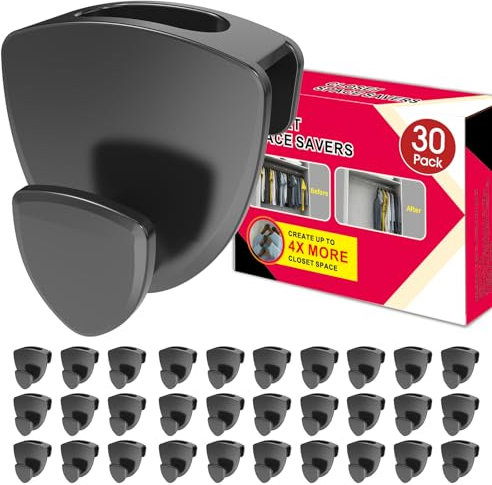 Latoxcaa Kleiderbügel Platzsparend 30 Stück - Schwerlast Organizer bis 20KG | Stabile platzsparende Kleiderbügel zur Kleider-Aufbewahrung | Schwarz