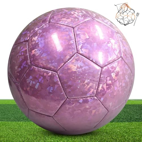 KWJEIULSOQ Fussball Größe 5, Fussball Lila, Fußball Kinder Unisex, 2024 Championsleague Ball Fußball Spiel- und Trainingsball, Fussbälle GrößE 5 für Kinder und Erwachsene Outdoor-Indoor Training