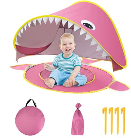 Baby Strandmuschel Strandzelt Pop Up Baby Strand Zelt UV Schutz, Baby Beach Zelt Wasserdicht Einschließlich Tragetasche und Zeltpflöcke für 0-3 Jahre (Pink)