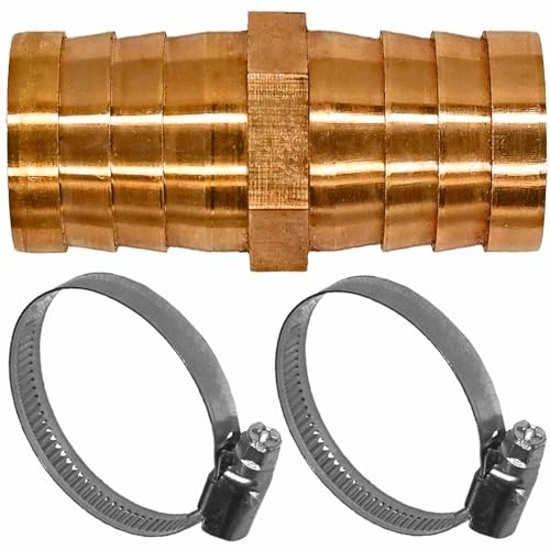 2 Zoll Messing Schlauchverbinder AußenØ 50mm mit 2 Edelstahl Schellen