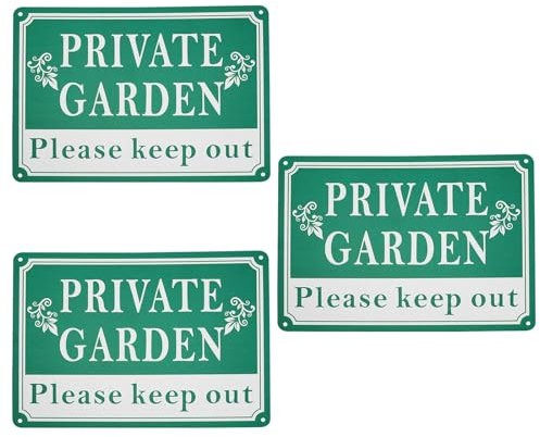 The Lord of the Tools Lot de 3 panneaux de signalisation « Private Garden Please Keep Out Safety » - 25 x 18 cm - Panneau de porte d'extérieur en aluminium - 4 trous pré-percés pour allées et cours