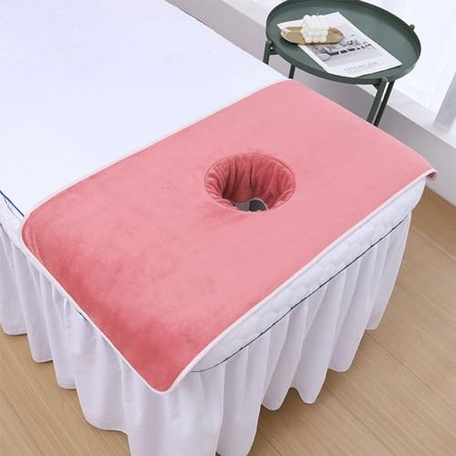 Morbuy Massageliege Laken mit Gesichtsloch, 2er Set Handtuch für Massageliege, Atmungsaktiv Weich Mikrofaser Gesichtsauflage für Massageliege für Schönheitsbett Spa Schönheit (50x80cm,Rosarot)