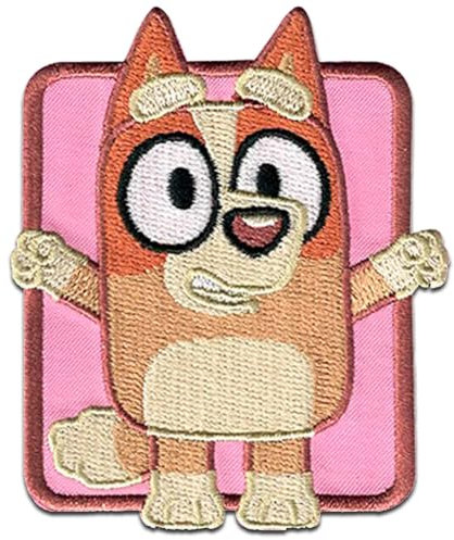 Comercial Mercera, Aufnäher Patches, Chili Heeler, Zeichen Bluey, Rosa Farbe, Aufnäher Ideal für Mützen, Jacken, T-Shirts oder Schultaschen, 100% Polyester, 5x8 Zentimeter