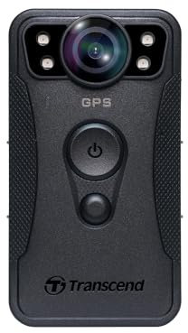 Transcend 128GB 1440P QHD Polizei-Bodykamera STARVIS 2 Sensor IP68 wetterfest mit elektrischer Bildstabilisierung, Nachtsicht, WiFi&Bluetooth, GPS, für Strafverfolgung, Lieferdienste - TS128GDPB40A
