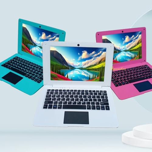 Bigmachine Laptop Computer Mini 10 Zoll Quad Core Powered by Android 12 Netbook 64GB Kleiner mit WiFi Webcam Bluetooth, Lademaus enthalten geeignet für Kinder und Studenten 4 Farboptionen (Weiß)