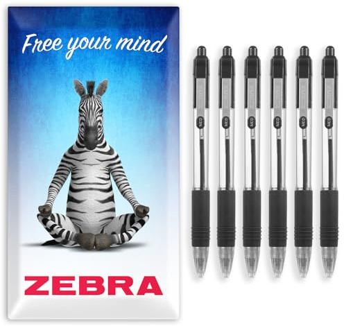 Zebra Pen Z-Grip Retractable Ballpoint Pens - 1.0mm Nib - Pack of 6 - In Envelope Gift Packaging - School, Writing, Work, Office (Black)