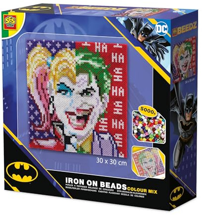 SES Creative 09363 Beedz Art - Joker or Harley Quinn - Create a Split-Face Portrait with Ironing Beads - 5000 Beads - Crafting for Adults