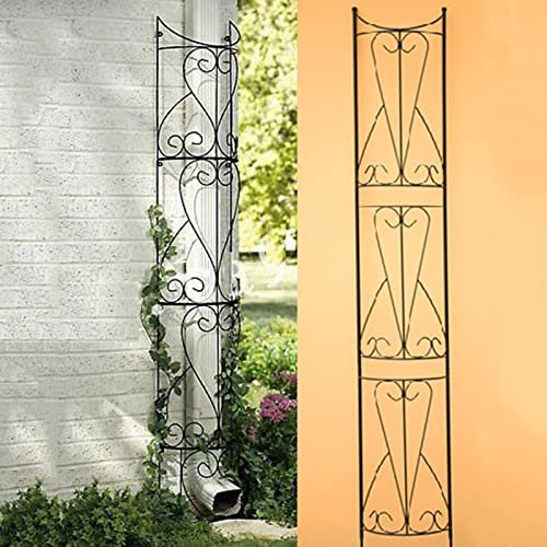 Großes schmiedeeisernes Rankgitter für Kletterpflanzen, halbrund, Fallrohr, Pergola-Laube, Retro-Stil, Metallranken, Pflanzenstütze, 185 x 27,8 cm, Schwarz