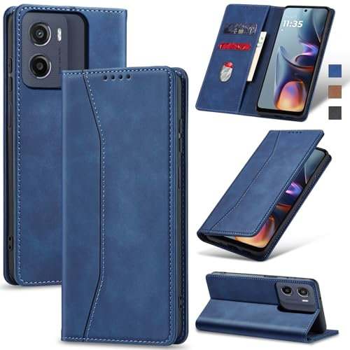 Jasonyu Case for Motorola Moto E15/G15/G05 Leather Wallet Flip Cover with Card Holder,Kickstand, Magnetic Closure,TPU Shockproof Phone Case Compatible with Moto E15 (Blue)