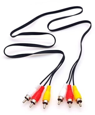 JZK 1,2 m Cavo composito AV, rosso giallo bianco, 3 RCA maschio a 3 RCA maschio, cavo audio video per collegare il lettore VHS/Video/DVD alla TV.