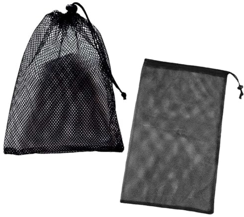 TSUOUKL 2 sacchetti a rete con cordoncino, in nylon, colore nero, con coulisse, per palloni da golf, per collezionare giocattoli da piscina, palline da golf e tennis