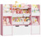FOREHILL Toy Storage Unit 4-tier Kids Bookshelf Kids Storage Childrens Bookcase with 4 Removable Boxes, 2 Doors, 2 Drawers with Wheels for Playroom Nursery Furniture 126x30x104cm White+Pink