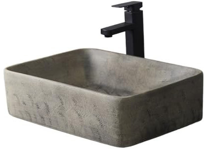 SONGYL-20249 Lavabi in Ceramica Lavandino da appoggio Quadrato for Esterni e Interni, for Bagno, Vintage, for Patio, Singolo lavabo Lavabo da appoggio(M)