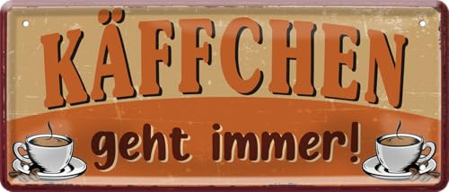 schilderkreis24 blechschild 28x12 cm – spruch käffchen geht immer – kaffeeküche deko geschenkidee