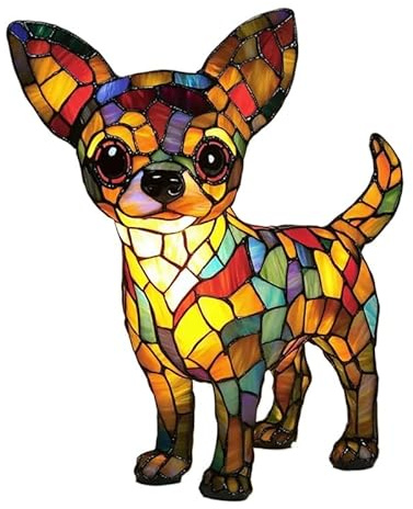SWZEC Gartenstadl Leuchthund Handgefertigte Lampe, die Herzen erstrahlen lässt(Chihuahua)