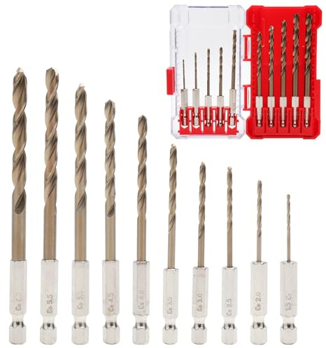 TMZELOA Juego Brocas Metal Cobalto M35 – 10 Brocas HSS Cobalto Ø1,5–6,0mm con Vástago Hexagonal Antideslizante – Brocas Acero Inoxidable, Acero Templado, Cobre – Alta Precisión y Resistencia al Calor
