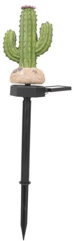 FONDOTIN Lampada Solare da Giardino Forma di Cactus Luce LED da Esterno in Materiale Paletto Decorativo per Prato Cortile Balcone e Sentieri Ricarica Automatica Diurna