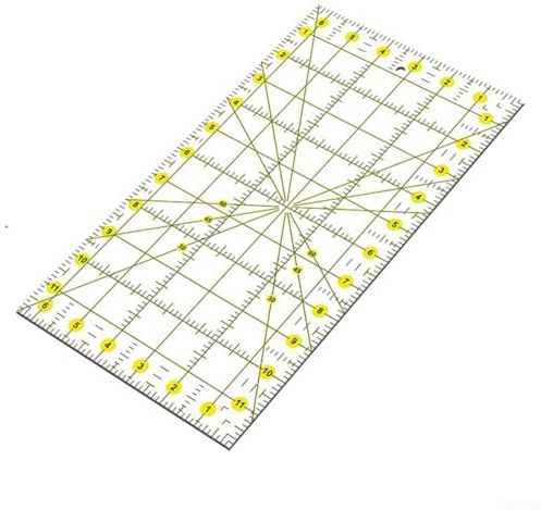 Acryl-Lineal mit klaren Markierungen und rutschfestem Griff für präzises Patchwork, Quilten und Stoffmessen, zweifarbiges Patchwork-Lineal