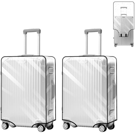 xolear 2 Stück 24 Zoll Transparente Gepäckabdeckung, Kofferschutzhülle Transparent Selbstklebendes Design, Kofferhülle Wasserfest und Kratzfest, Geeignet für Geschäftsreisen, Reisen und Schule