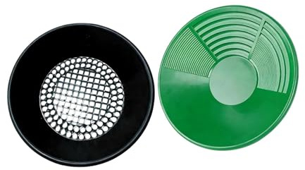 Ronyme 2X Padella per la Ricerca dell'oro con setaccio Padella Portatile da 14 Pollici per la Ricerca dell'oro per Principianti Kit per, Verde E Nero