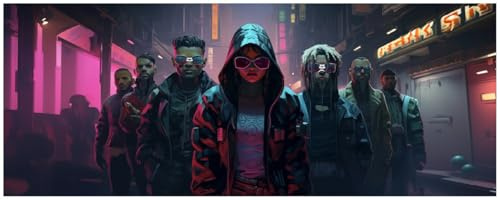 Wallario Küchenrückwand selbstklebend 115 x 50 cm, Motiv: Cyberpunk Rebellen | Spritzschutz abwischbar & pflegeleicht