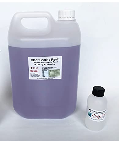 Water Clear Casting Cast Resin 5kg (Polyester) Art, Craft, Wood Projects.- Supplied with Hardener,