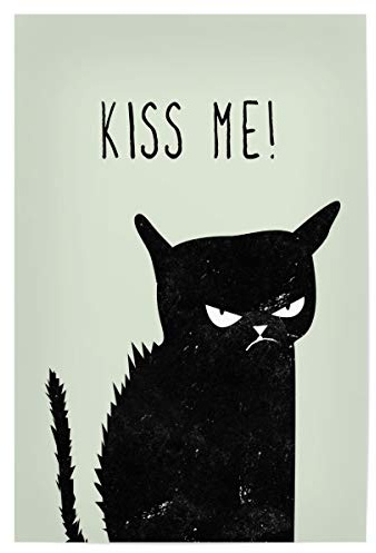artboxONE Poster 60x40 cm Typografie Kiss me cat hochwertiger Design Kunstdruck - Bild Katze böse cat