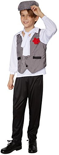 dressforfun tectake Jungenkostüm Swinging Charlston | Edel wirkende Kombination aus Hemd und Weste | Stilvolle, Lange Hose in schwarz | Inkl. schönem Halstuch (128 | Nr. 301573)