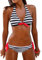 Tuopuda Costumi da Bagno Donna Bikini Due Pezzi Push Up Imbottito Righe Halter Top Reggiseno con Slip Costume Mare Coordinati Sexy Spiaggia Regolabile Brasiliana Bikini Set Estivi Beachwear, Nero, XL