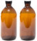 Aura 500ml Amber Glass Bottles with Black Lids - Pack of 2