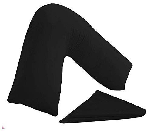 CnA Stores Orthopaedic V-Shaped Pillow Extra Cushioning Support For Head, Neck & Back (Black, V-pillow With Cover)