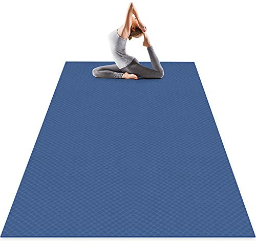 Odoland Large Non-Slip TPE Yoga Mat for Men and Women, Extra Long & Wide, Blue