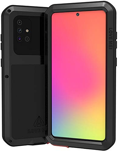 LOVE MEI Schutzhülle für Samsung Galaxy A71, Aluminium + Hartglas, wasserdicht, stoßfest, Militär, robust, für Samsung Galaxy A71 (A71, schwarz)