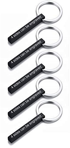 VNOX 5Pièces Couple Personnalisé Personnalisé BFF Frères Sœurs Famille Porte-clés Partner 4 Sides Nom 3D Cuboid Accessoires Verticaux de Trousseau de Barre pour le Bagage/Sac,Gravure Libre