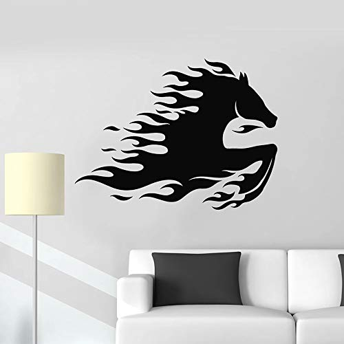 NSRJDSYT Wildtier Wandtattoo Galoppierende Mustang Flamme Fantastische Pferdetür Fenster Vinyl Aufkleber Schlafzimmer Arbeitszimmer Home Decor 42x56cm