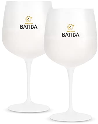 Mangaroca Batida de Côco, 2er Cocktail Set, weiss lackierte Cocktailgläser aus Glas, für Cocktail oder Longdrink in lauen Sommernächten am Strand oder Pool