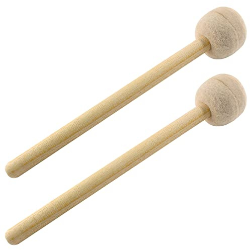 Jiozermi 2 Stück Trommelschlägel 32,8 cm Länge, Wollfilz-Trommelstock, Anti-Rutsch-Bass-Percussion-Sticks, Instrumentenband-Zubehörteil für Schlagzeug, Snaredrums, Beige