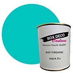 BOX DECO COULEURS Peinture meuble bois intérieur à base d'acrylique aspect mat Aqua Bois - 750 ml, Bleu Turquoise