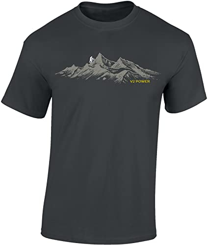 Baddery Fahrrad T-Shirt Herren : V2 Power - Mountainbike Shirt (Dark Grey S)