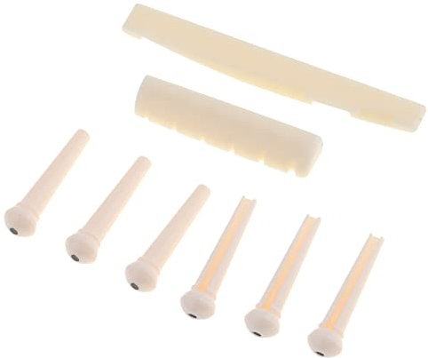 MuzcYM Acoustic Guitar Bridge Pins with Saddle Nut Set, Bridge Pins & Saddle & Nut for Acoustic Guitar