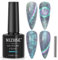 MIZHSE Schwacher UV Nagellack mit Thread Shell Glitzer Nagellack mit Thread Shell Effekt Nagle Gel, Glitzer 9D Nagelack Magnet Soak Off Nagelack mit 1 Magnet Geeignet für Nagelstudios 10ml