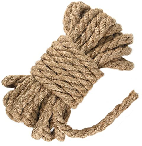 tenn well Corda di iuta naturale spessa 16 mm, spessore 10 m, per giardinaggio, impacchettamento, campeggio, decorazione (marrone)