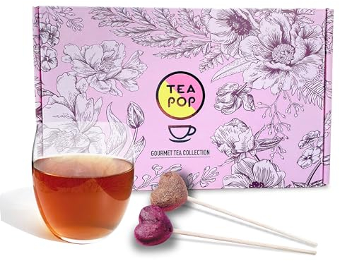Tea-Pop, Coffret Thé sur bâtonnet, Assortiment de 6 Thés et Infusions Cristallisés, 100% Naturel, 18 Bâtonnets de Thé, Idée Cadeau Fête des Mères