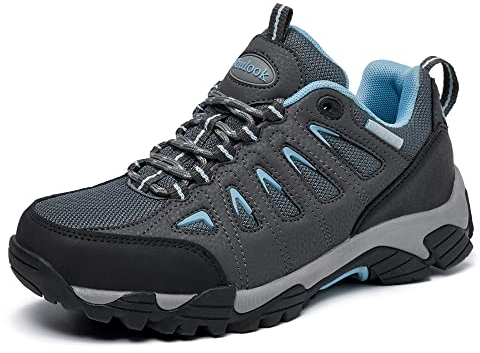 SHULOOK Wanderschuhe Damen Wasserdicht Leicht Trekkingschuhe Damen rutschfeste Bergschuhe Outdoor Schuhe für Camping,Hiking,Angeln (Grau Blau EU 41)